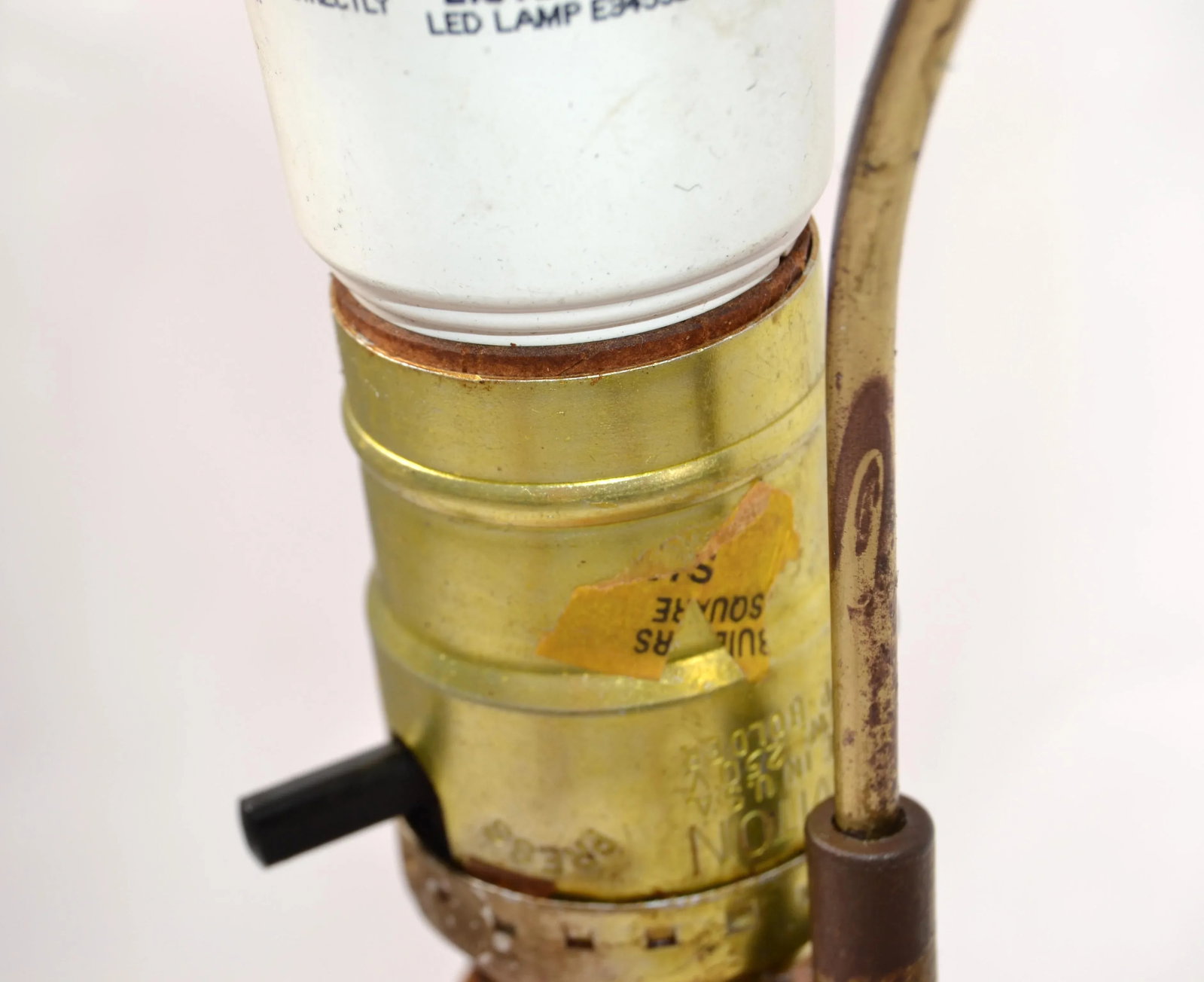 1950s Bohemian Bent Bamboo Table Lamp Original Goatskin Shade - 11