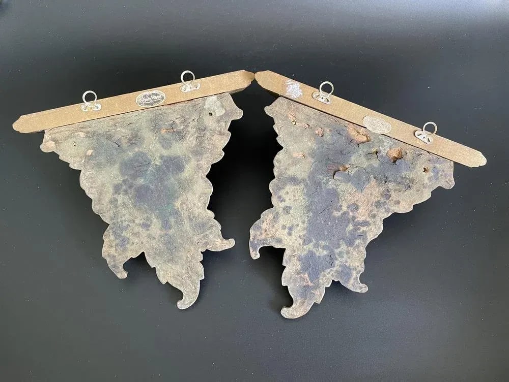 Syroco Wood Floral Gilt Wall Sconce Shelves - a Pair - 3