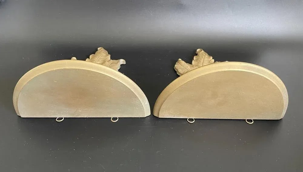 Syroco Wood Floral Gilt Wall Sconce Shelves - a Pair - 4