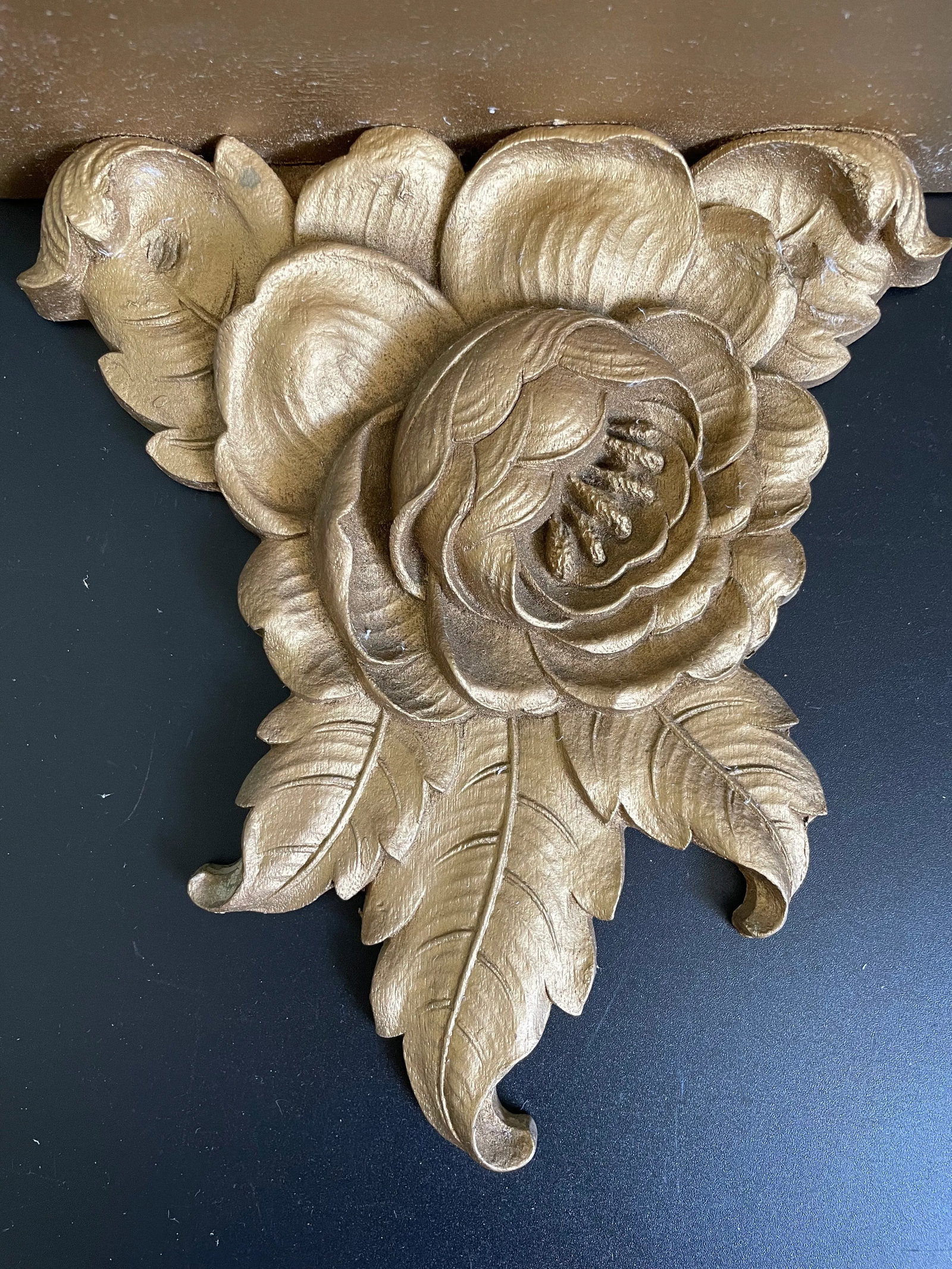 Syroco Wood Floral Gilt Wall Sconce Shelves - a Pair - 5
