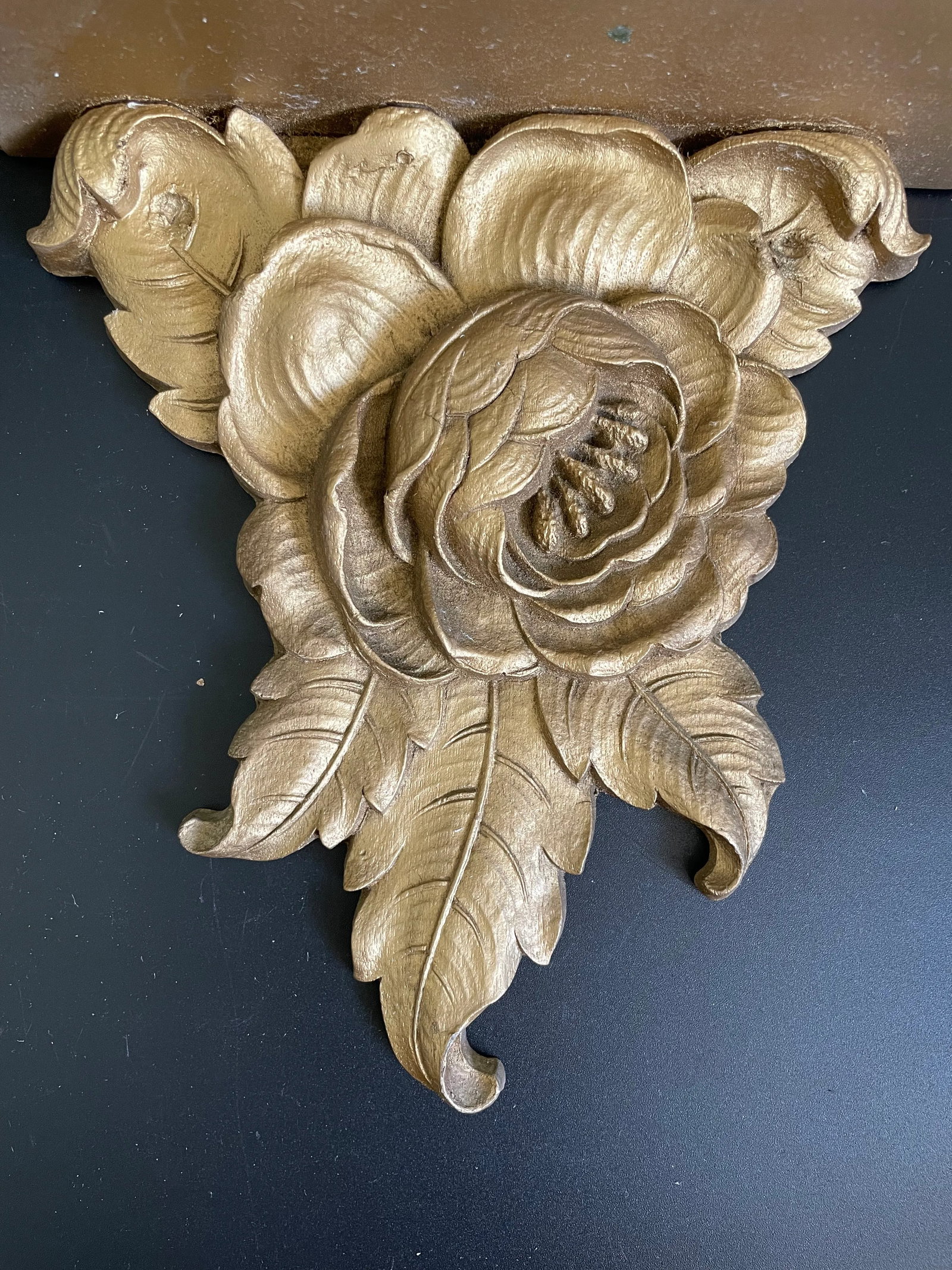 Syroco Wood Floral Gilt Wall Sconce Shelves - a Pair - 6