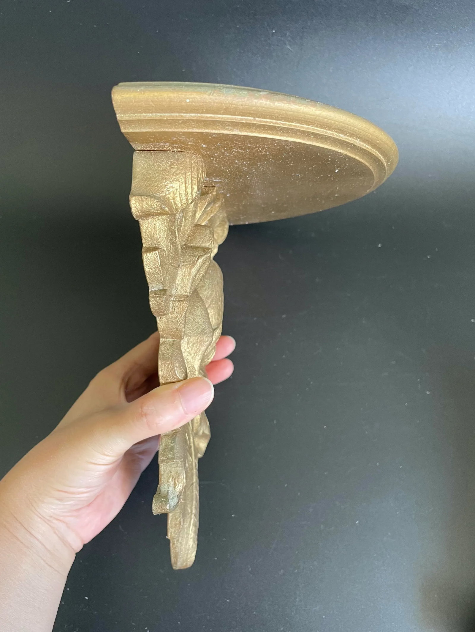 Syroco Wood Floral Gilt Wall Sconce Shelves - a Pair - 7