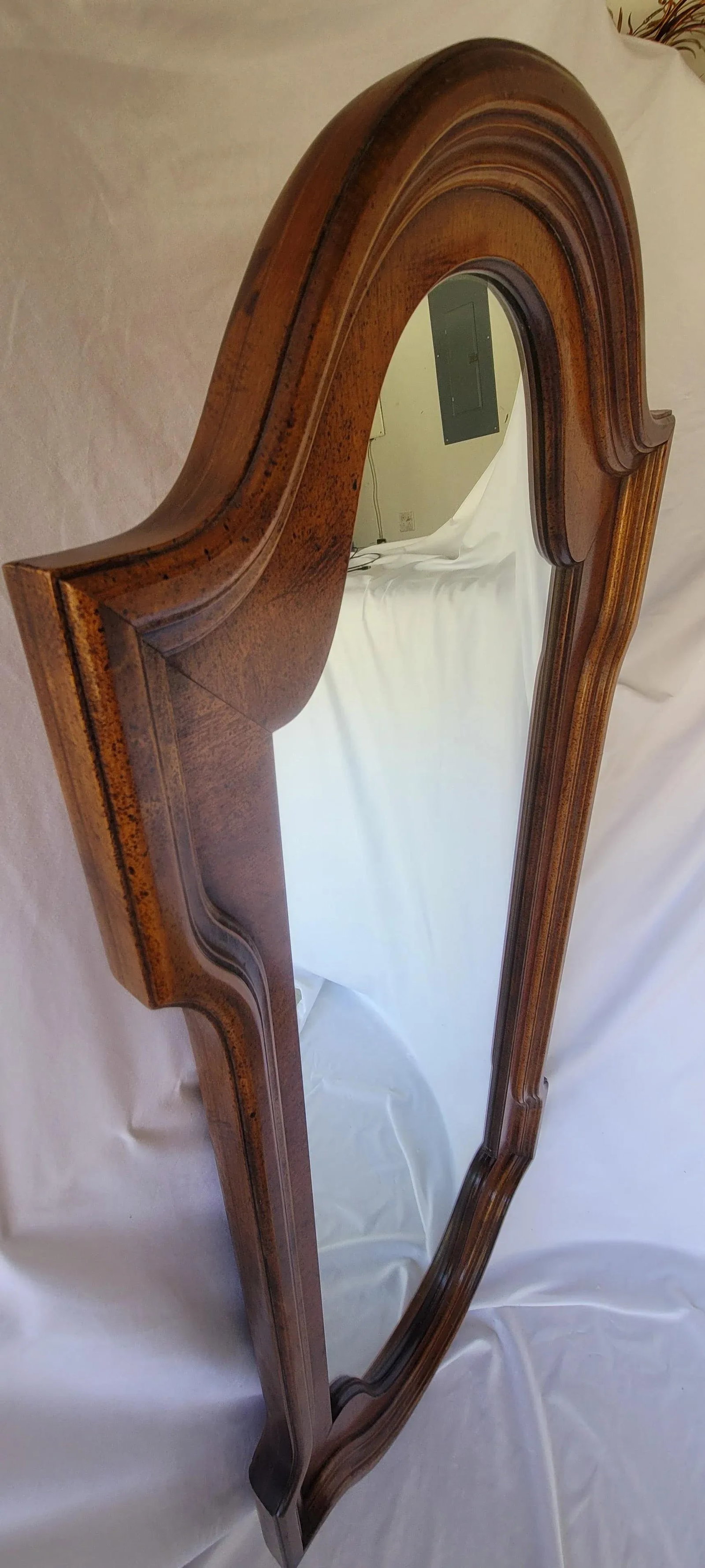 1980s Large Regency Style Bassett Solid Cherry Wall Mirror - 4