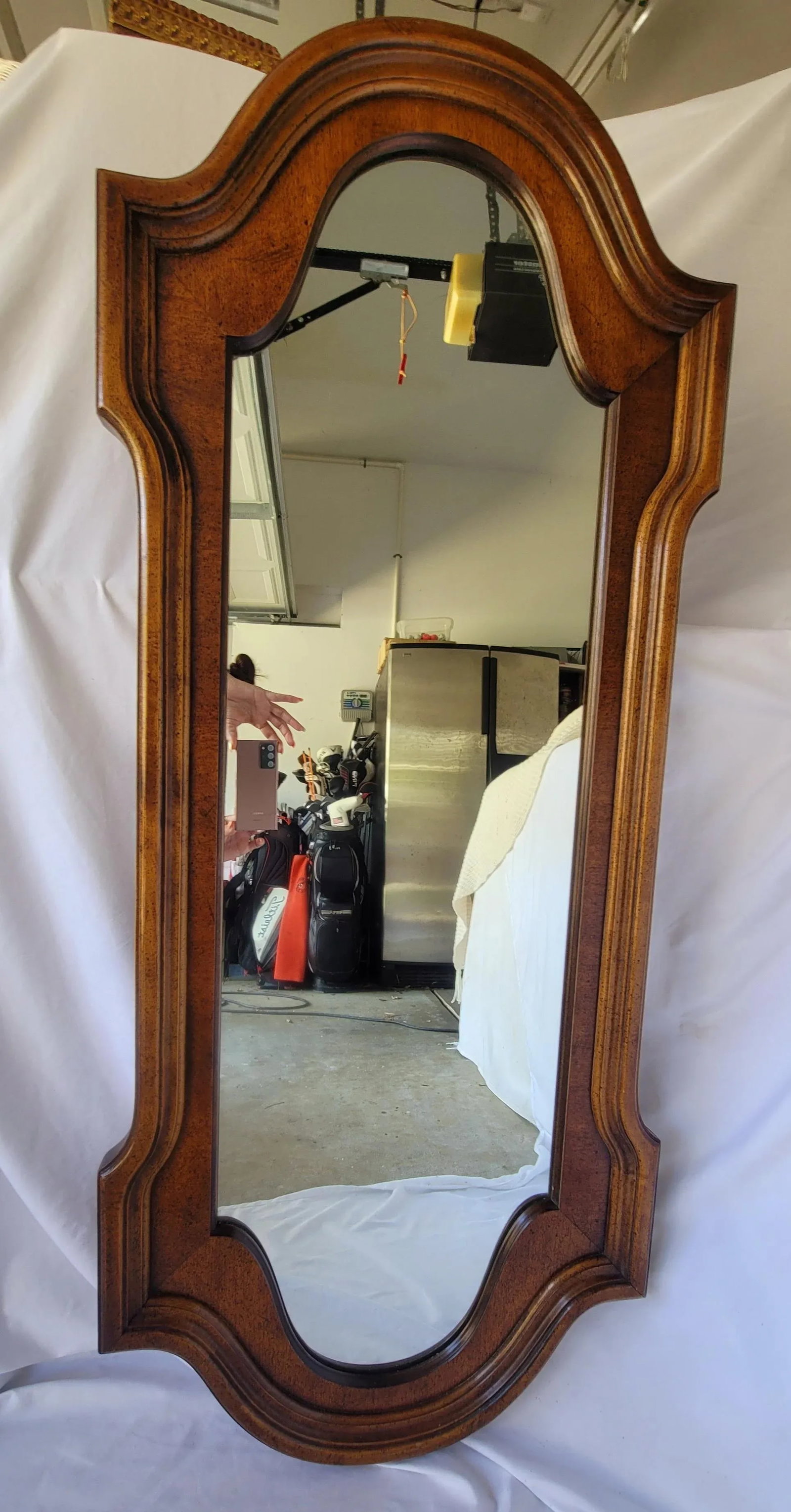 1980s Large Regency Style Bassett Solid Cherry Wall Mirror - 6