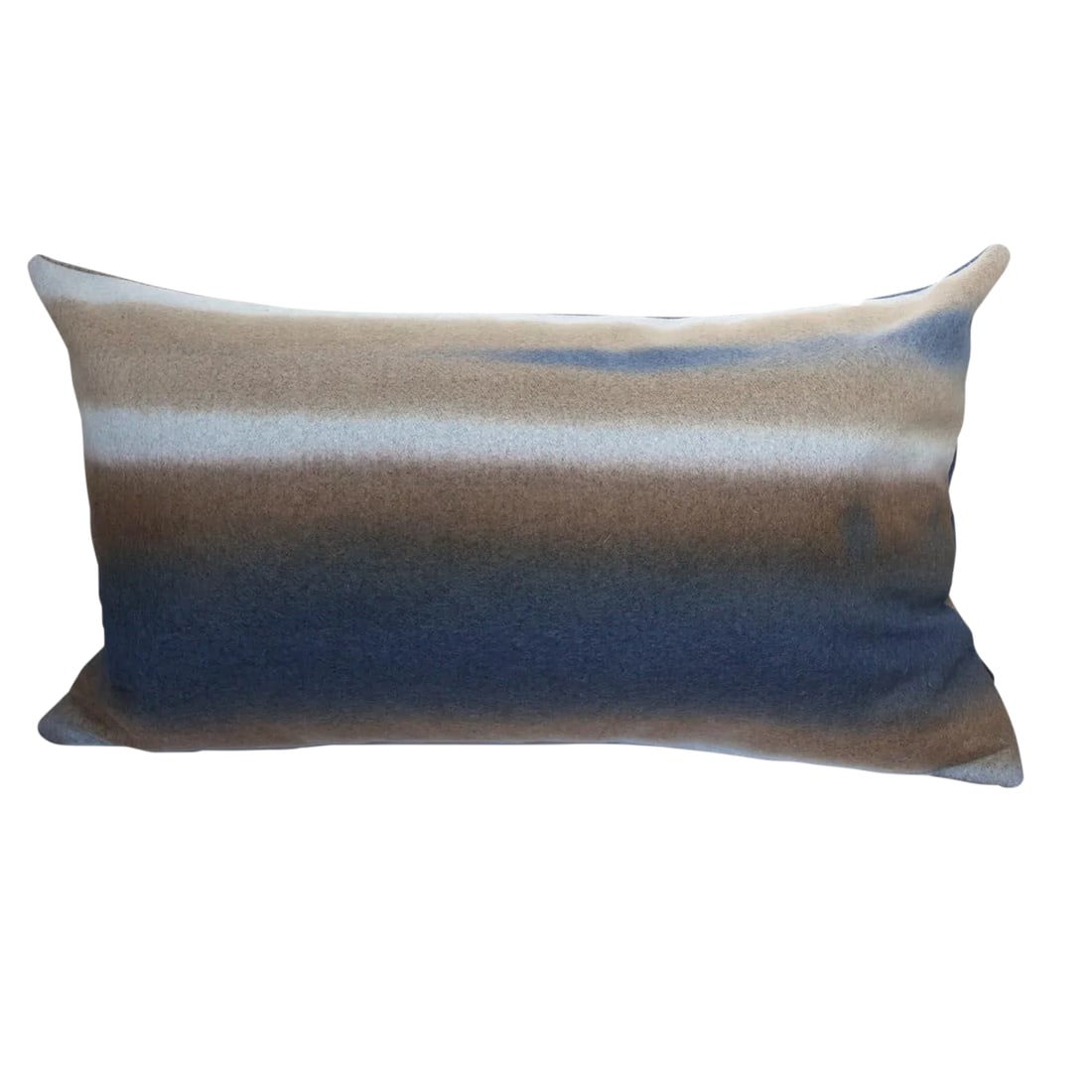 FirmaMenta Italian Hand Dyed Blue and Brown Virgin Wool Abstract Lumbar Pillow: This Incredibly soft luxury virgin wool is hand dyed in Italy. Each pillow is a unique piece. Abstract pattern and soft and natural colors create a relaxing atmosphere that remind to the sea and the