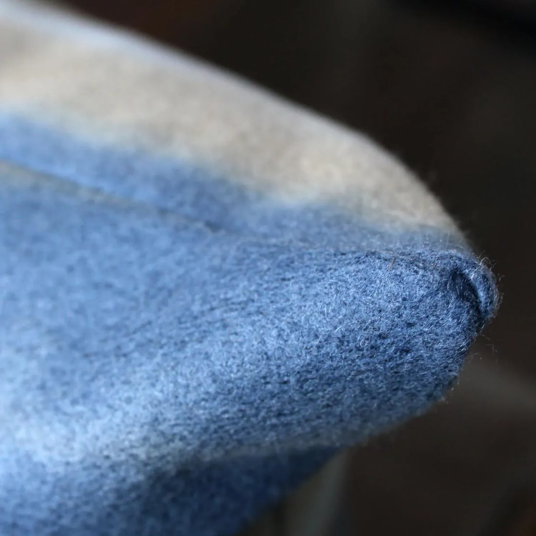 FirmaMenta Italian Hand Dyed Blue and Brown Virgin Wool Abstract Lumbar Pillow - 3