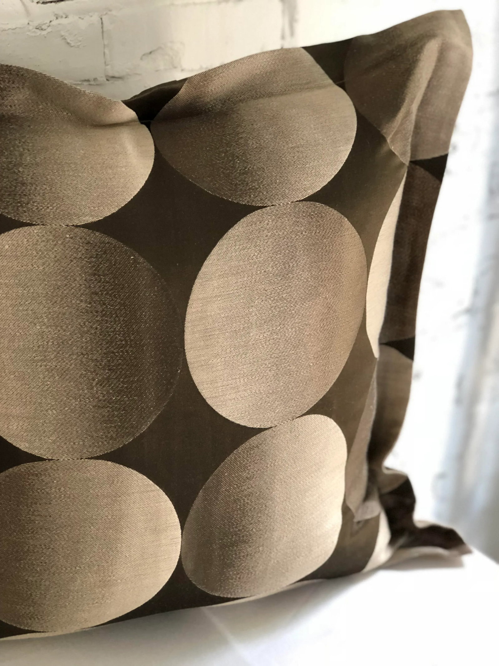 24" Brown and Tan Geometric Jim Thompson Pillows - a Pair - 2