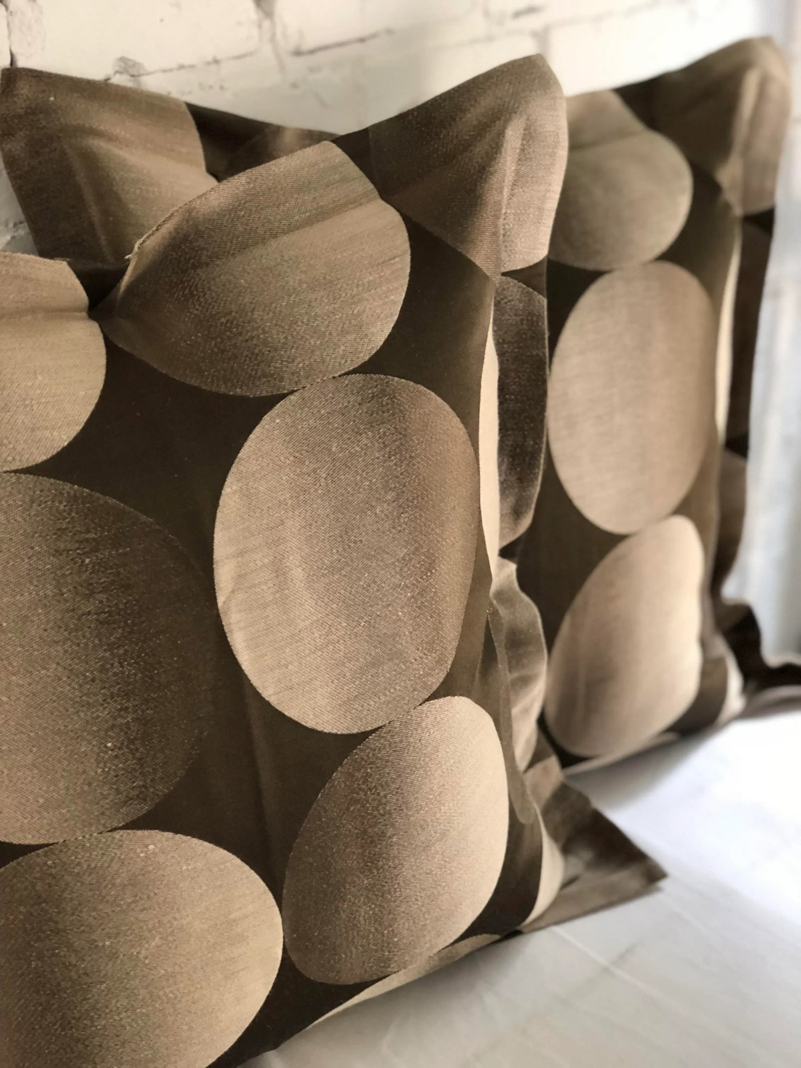 24" Brown and Tan Geometric Jim Thompson Pillows - a Pair - 3