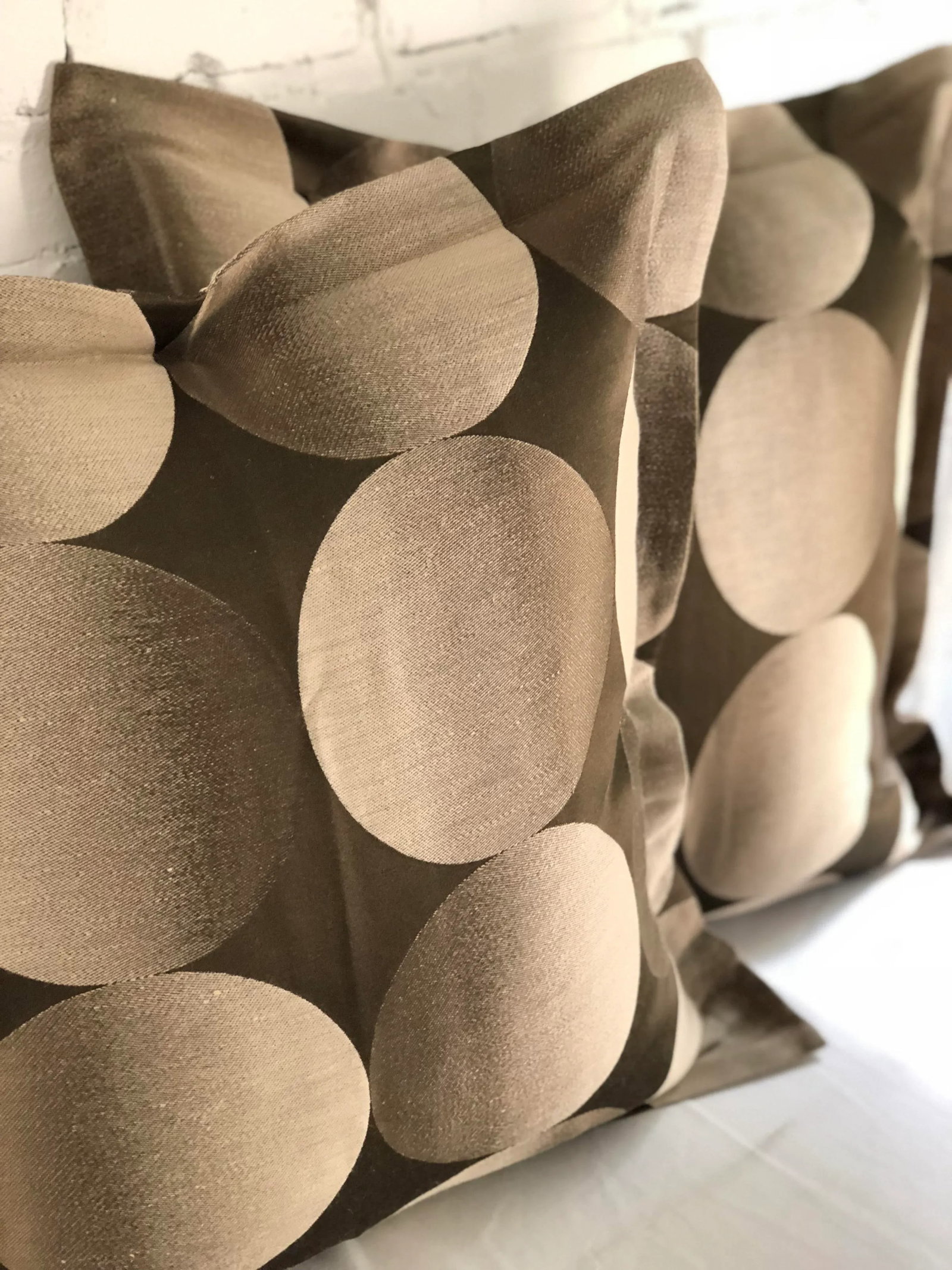 24" Brown and Tan Geometric Jim Thompson Pillows - a Pair - 4
