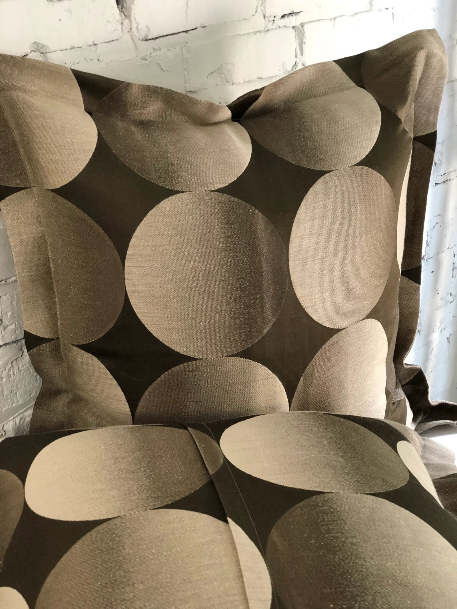 24" Brown and Tan Geometric Jim Thompson Pillows - a Pair - 5