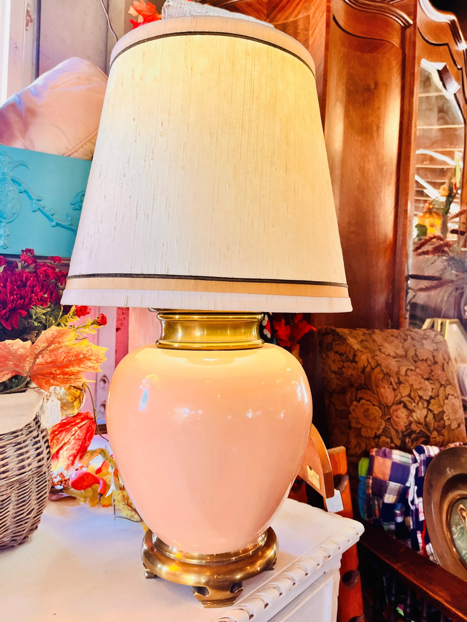Vintage 1980's Chapman Ceramic and Brass Table Lamp - 11