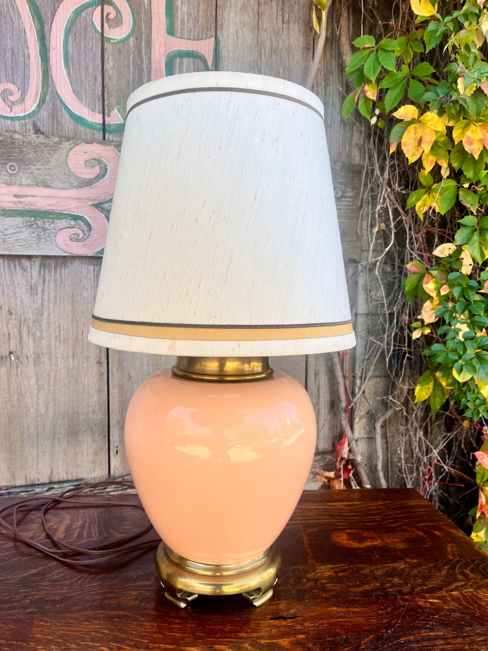 Vintage 1980's Chapman Ceramic and Brass Table Lamp - 2