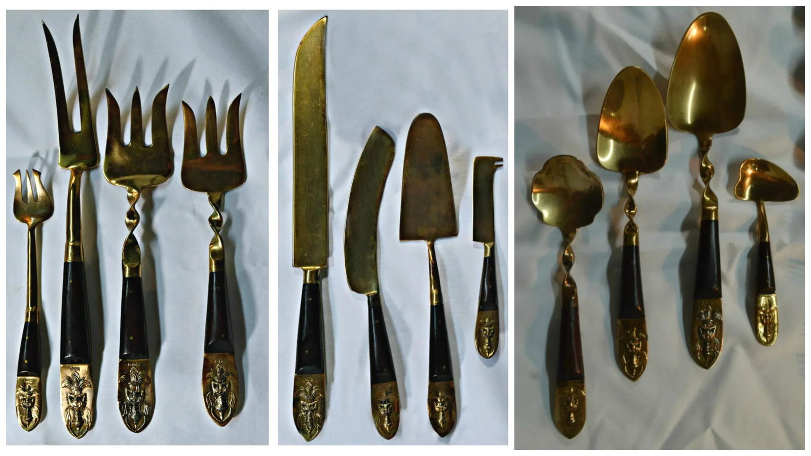 Bronze & Rosewood Serving Flatware - Set of 12 - 12