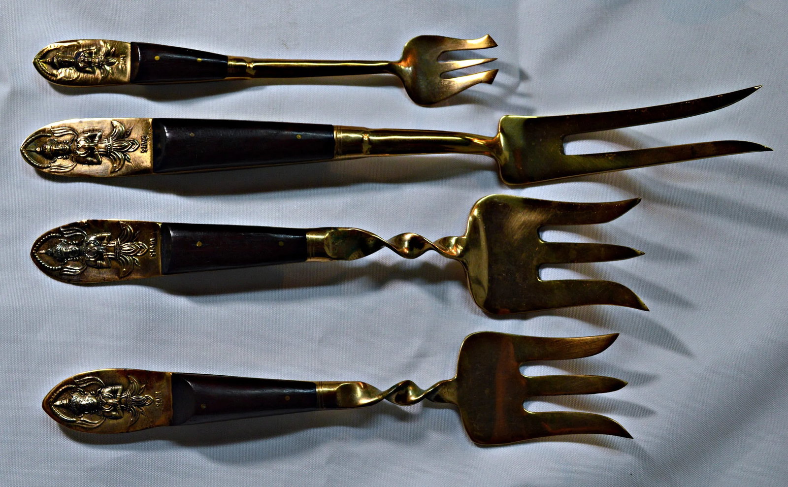 Bronze & Rosewood Serving Flatware - Set of 12 - 4