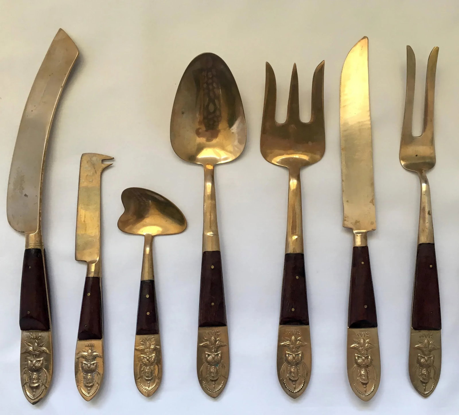 Bronze & Rosewood Serving Flatware - Set of 12 - 9