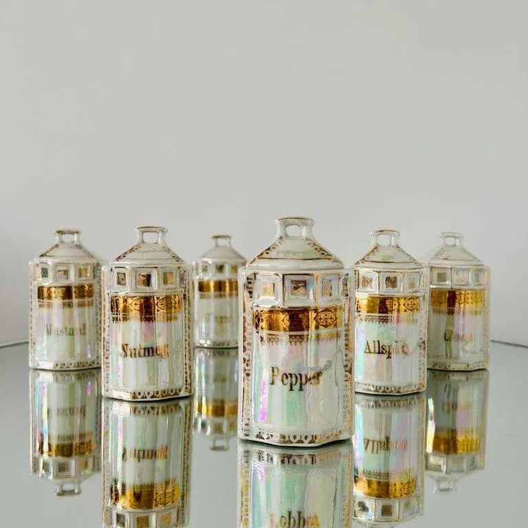 Antique Porcelain Canister Storage Jars and Spice Set / 13, Germany C. 1900 - 12