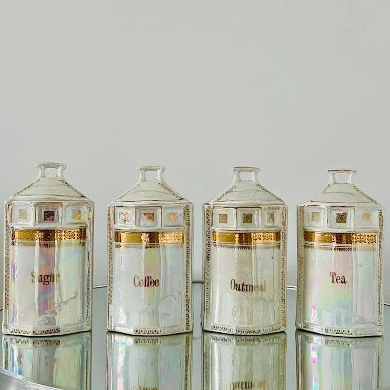 Antique Porcelain Canister Storage Jars and Spice Set / 13, Germany C. 1900 - 4