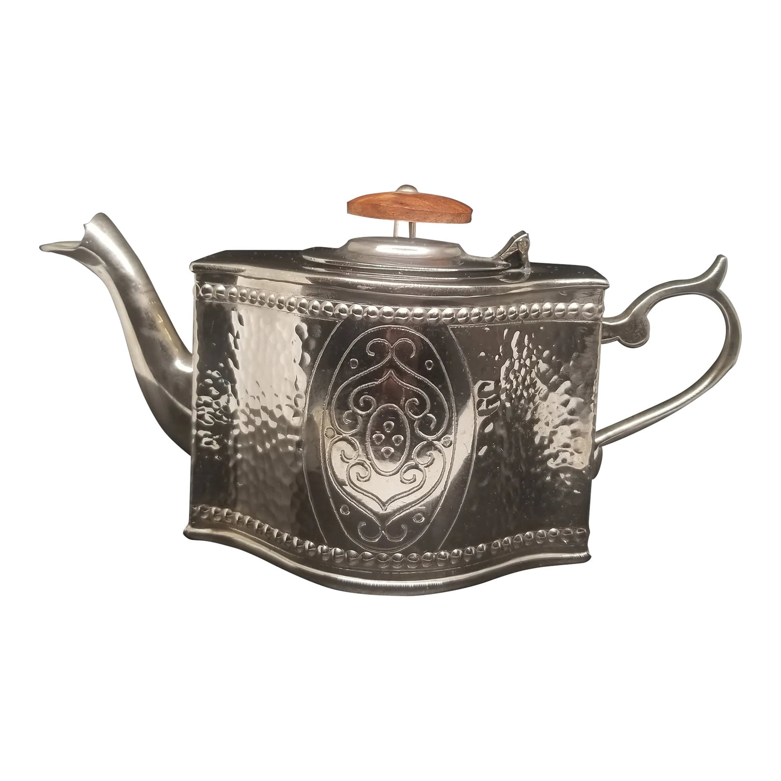 Vintage Metal Teapot, India: Vintage Metal Teapot, with Teak Handle, India Condition: Alterations: Original Condition Unaltered Imperfections: Some Imperfections Condition Notes: Age,vintage Origin: India Materials & Tech