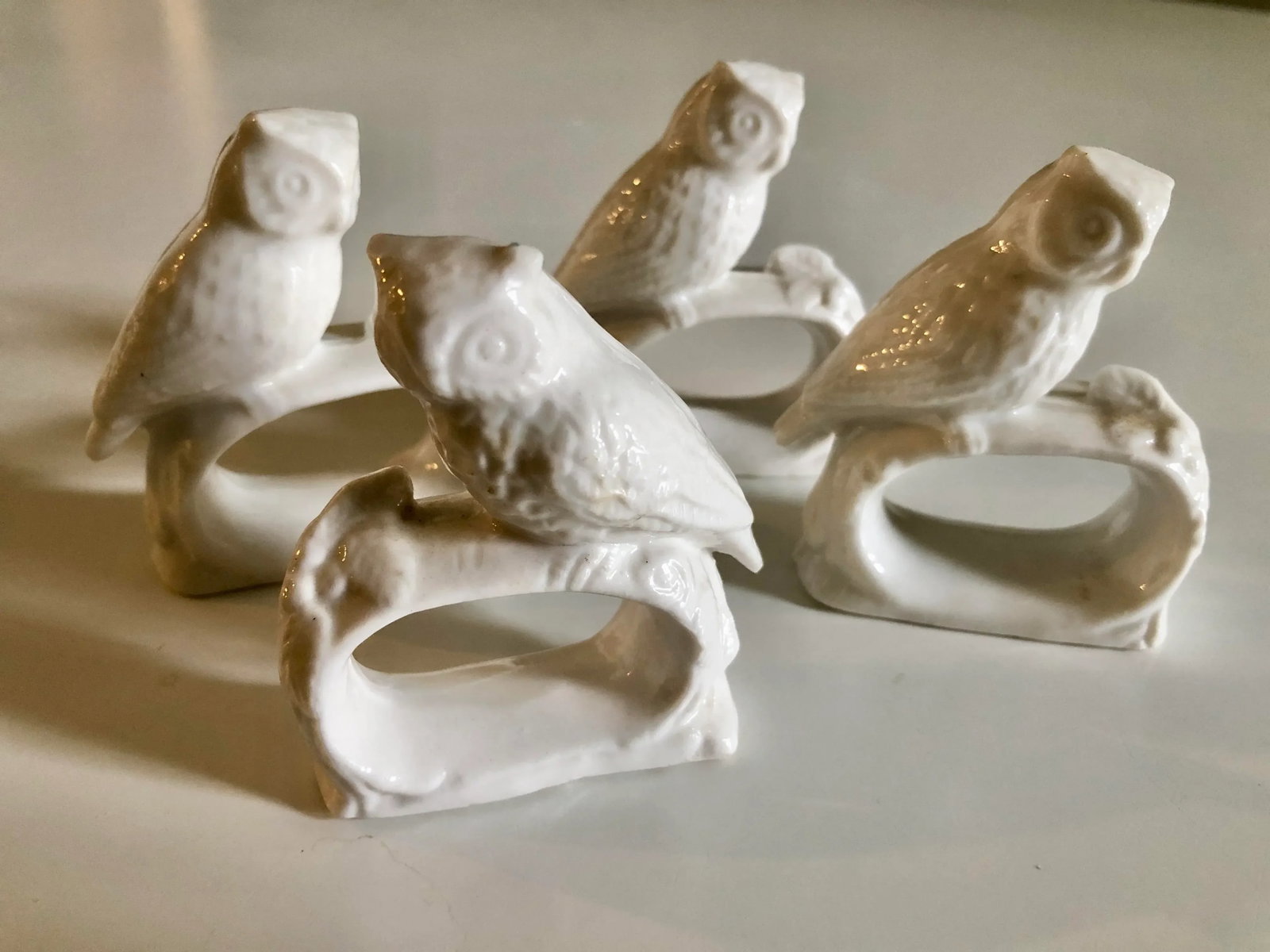 Vintage Owl Ceramic Bone China Napkin Rings--Set of 4 - 2