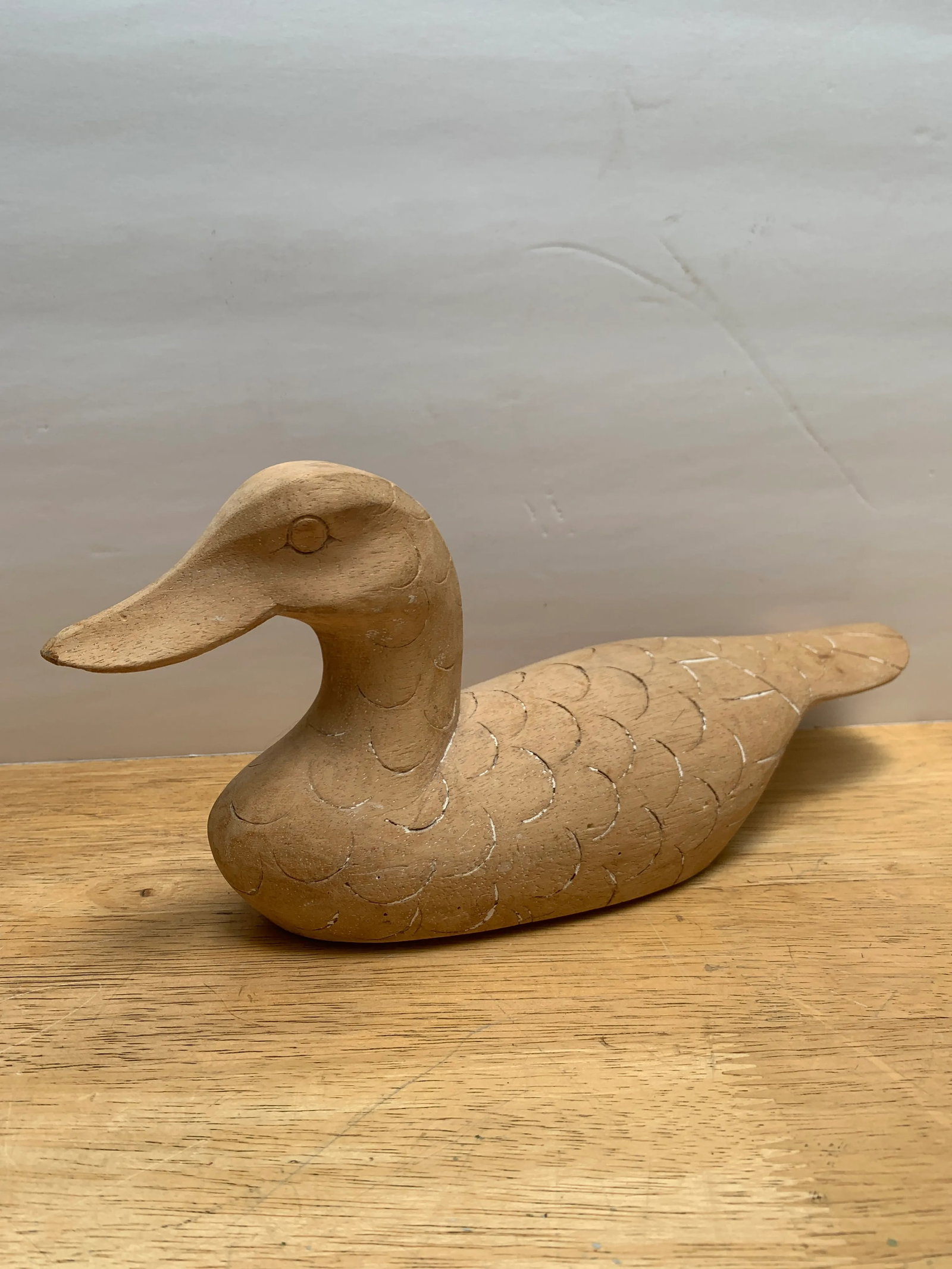 Vintage Americana Natural Wood Carved Decor Duck - 2