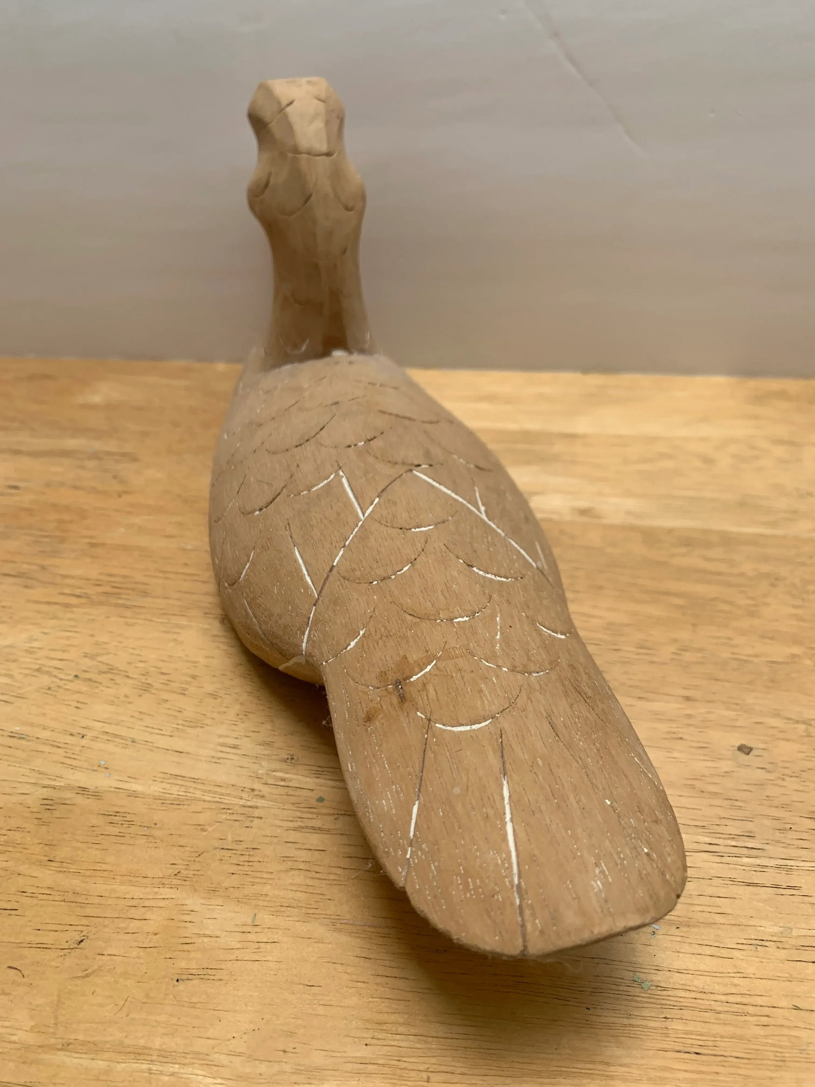 Vintage Americana Natural Wood Carved Decor Duck - 3