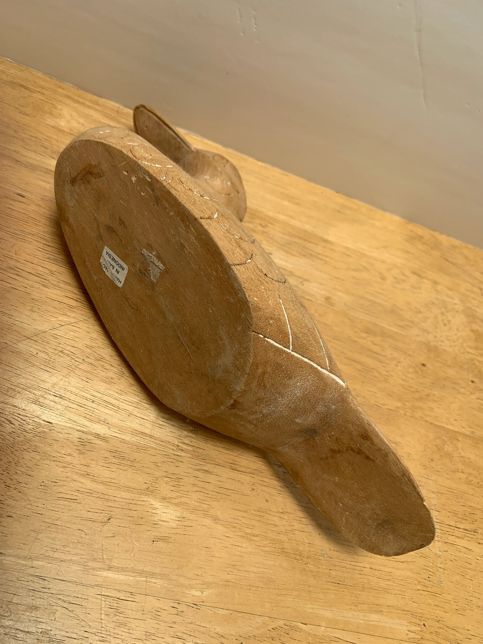 Vintage Americana Natural Wood Carved Decor Duck - 4