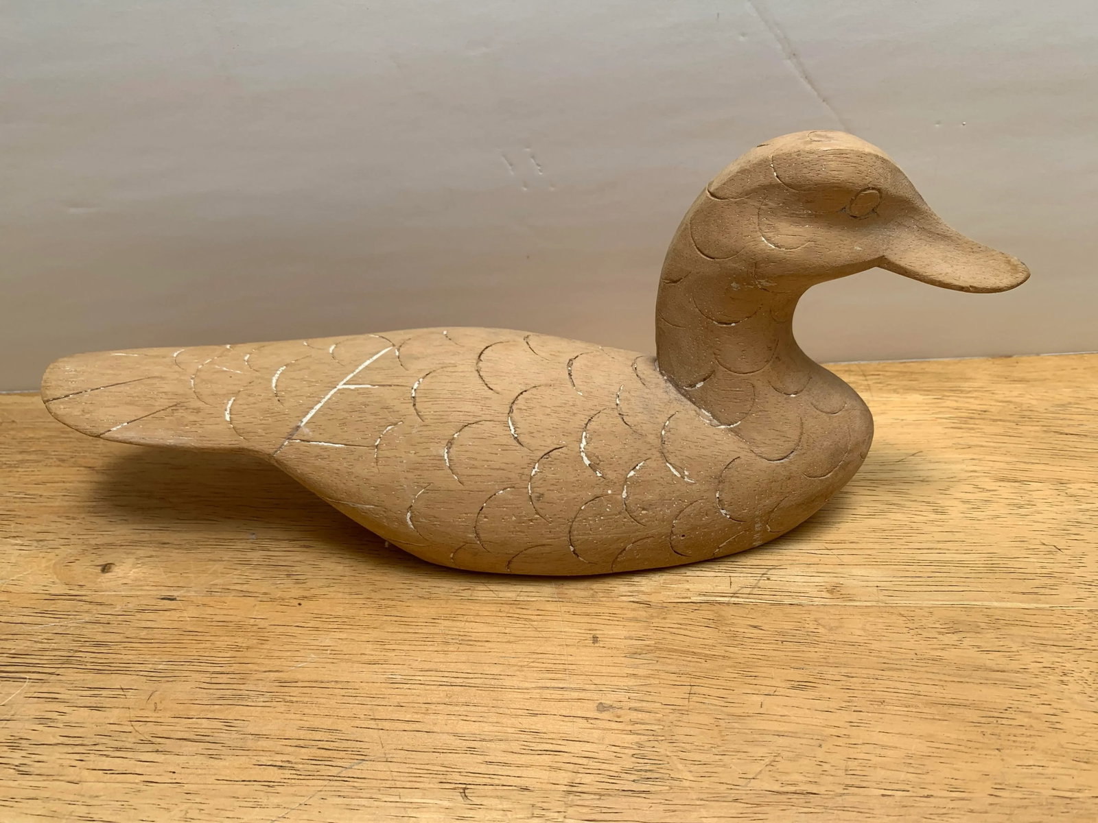 Vintage Americana Natural Wood Carved Decor Duck - 8