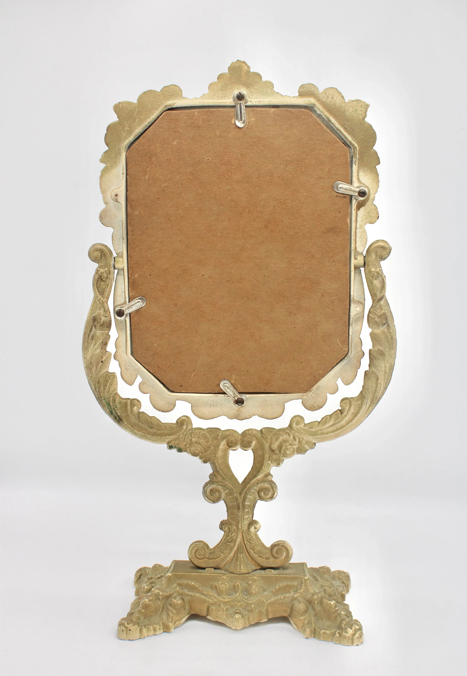 Antique Art Nouveau Golden Gilt Cast Iron Dresser Mirror - 5