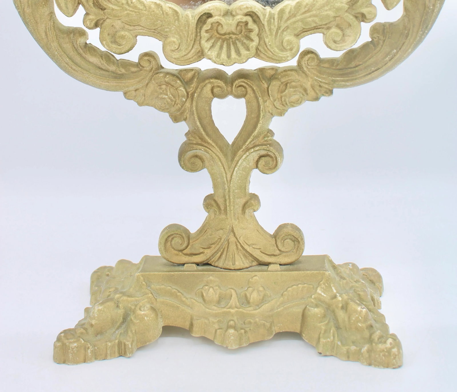 Antique Art Nouveau Golden Gilt Cast Iron Dresser Mirror - 7