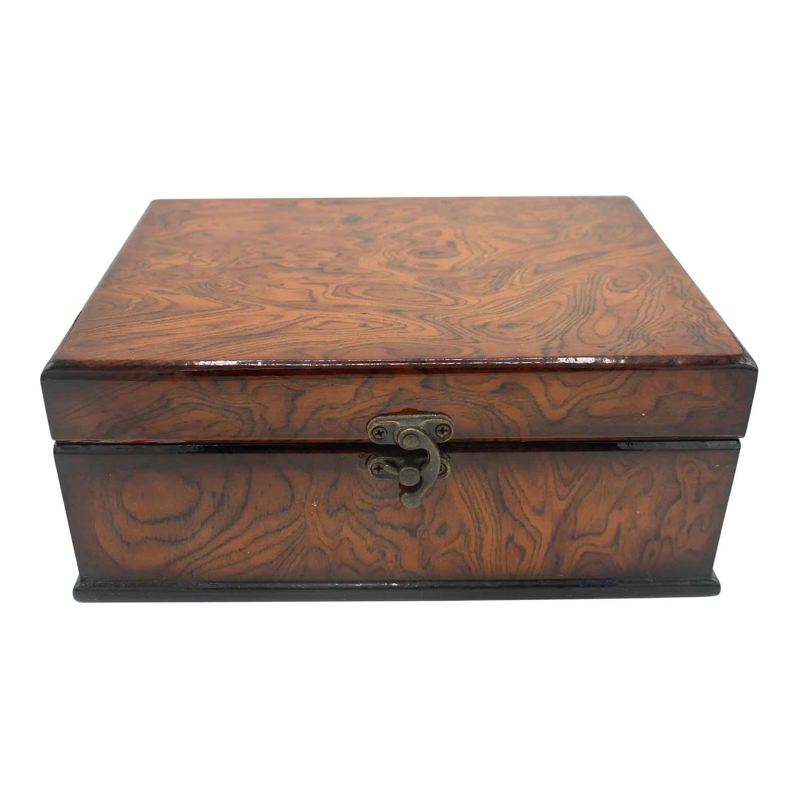 Vintage Mid Century Modern Burl Wood Box: A charming lacquered burl wood box, circa 1970. This is a lovely box that is a nice, large size. Condition: Alterations: Original Condition Unaltered Imperfections: Some Imperfections Condition