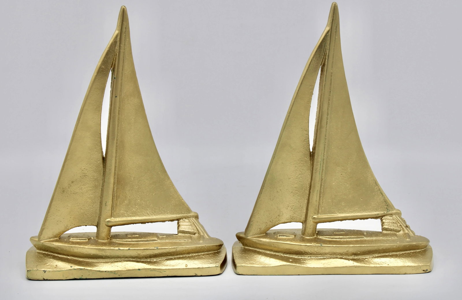 Vintage American Classic Brass Sailboat Bookends - 2