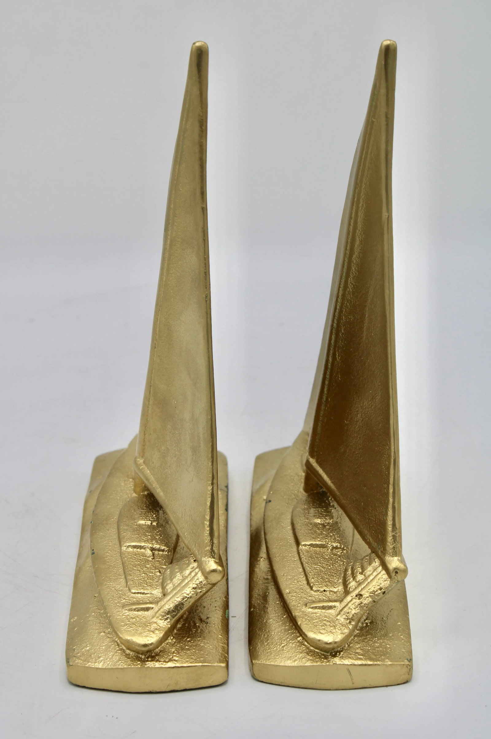 Vintage American Classic Brass Sailboat Bookends - 6