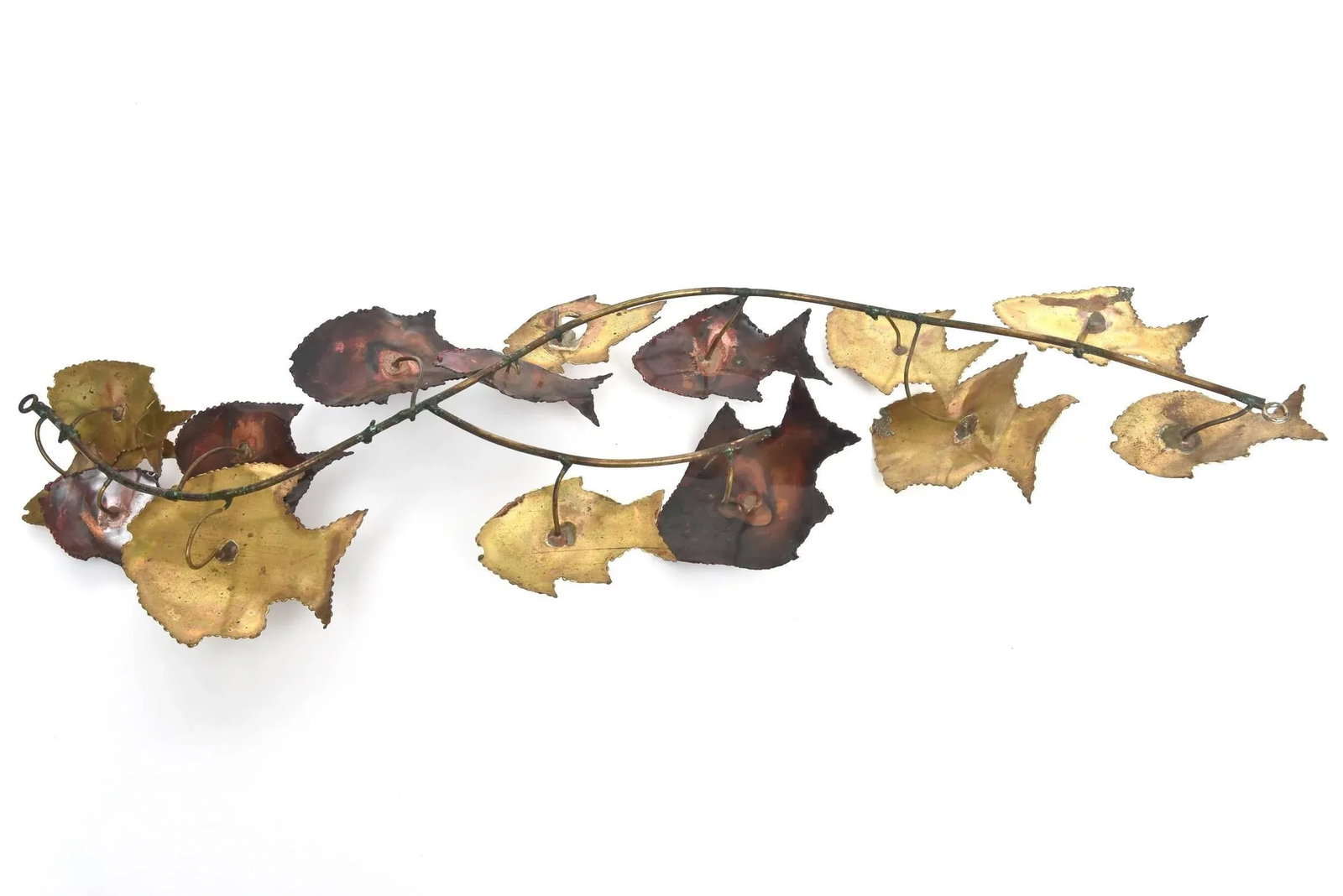 Mid-Century Modern School of Fish Hanging Metal Wall Sculpture - 7