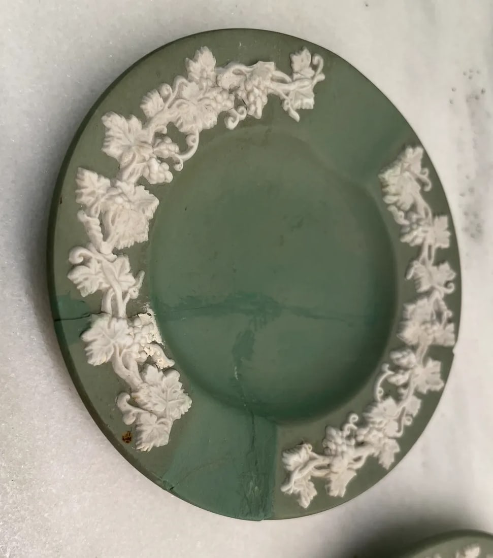 Wedgwood Light Sage Green Jasparware Dishes & Cup Set- 4 Pieces - 7