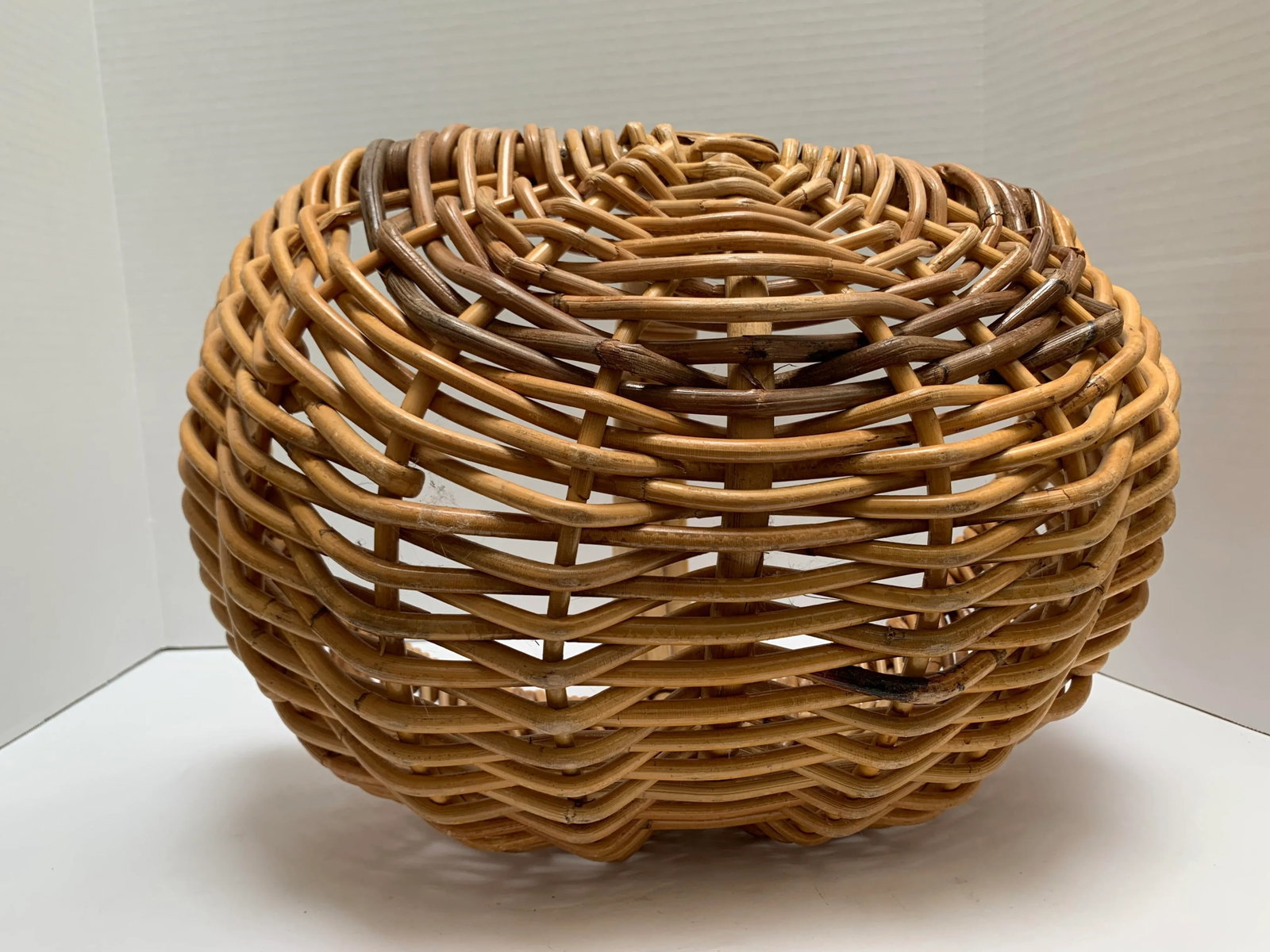 Vintage Rustic Curvy Wood Decor Basket - 5