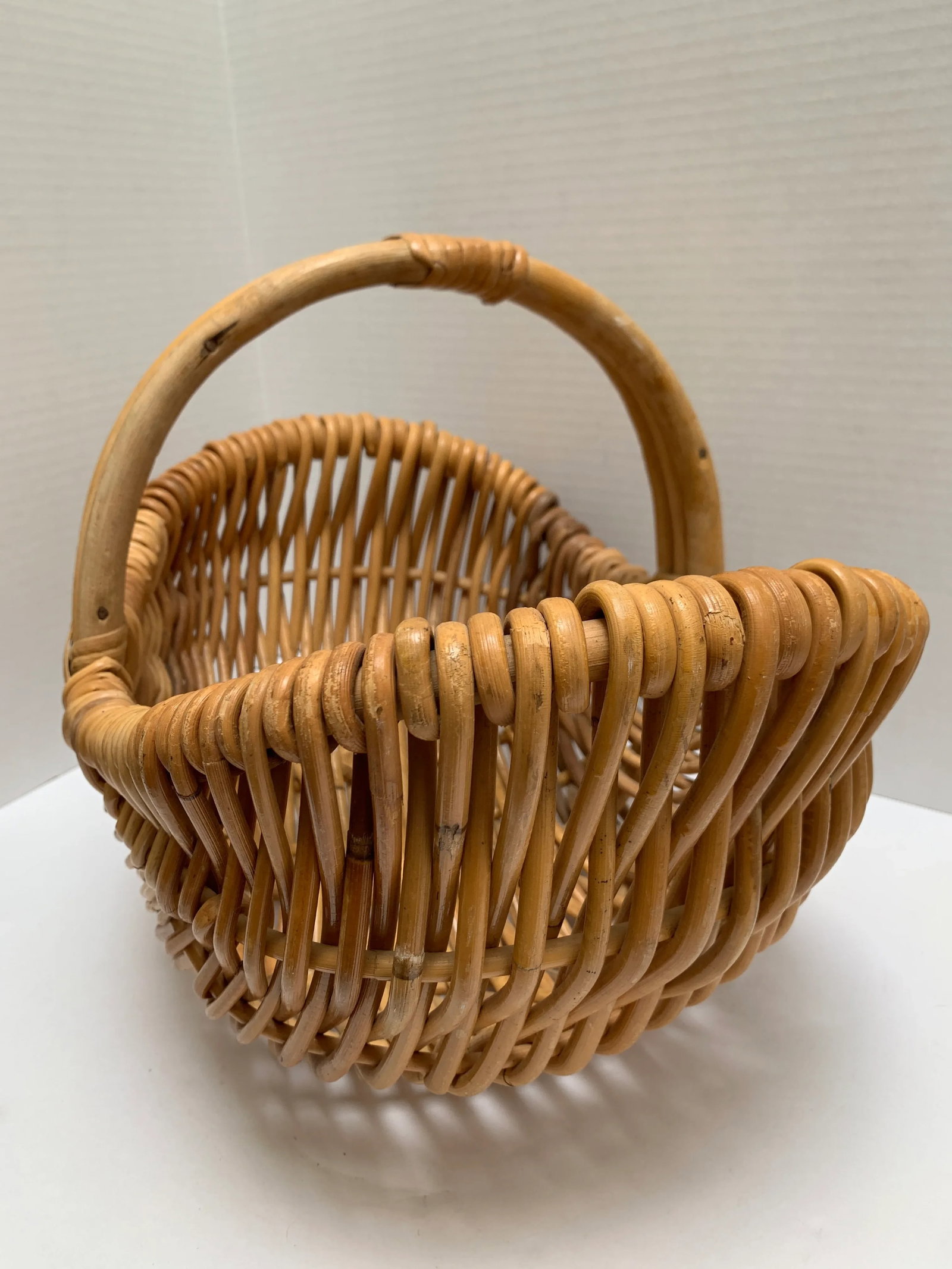 Vintage Rustic Curvy Wood Decor Basket - 7