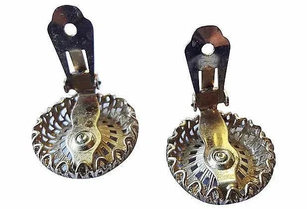 Vintage 1950s Signed Napier Rhinestone Clip Earrings - 2 Pieces - 3
