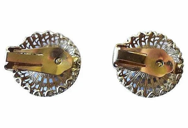 Vintage 1950s Signed Napier Rhinestone Clip Earrings - 2 Pieces - 4