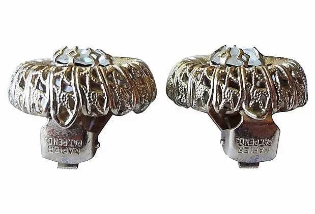 Vintage 1950s Signed Napier Rhinestone Clip Earrings - 2 Pieces - 6