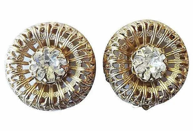 Vintage 1950s Signed Napier Rhinestone Clip Earrings - 2 Pieces - 8