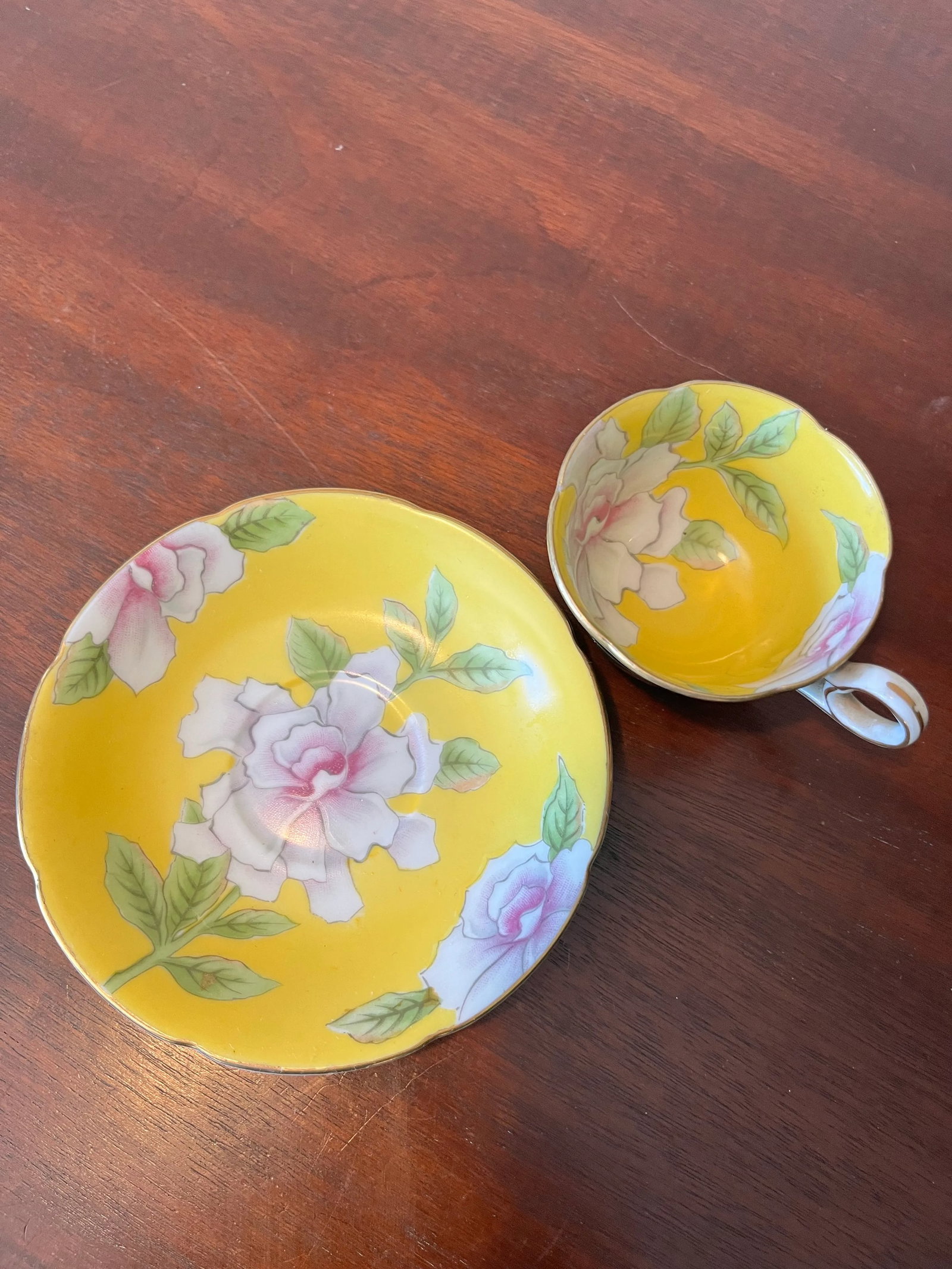 1940s Occupied Japan Yellow Tea Cup & Saucer - 2