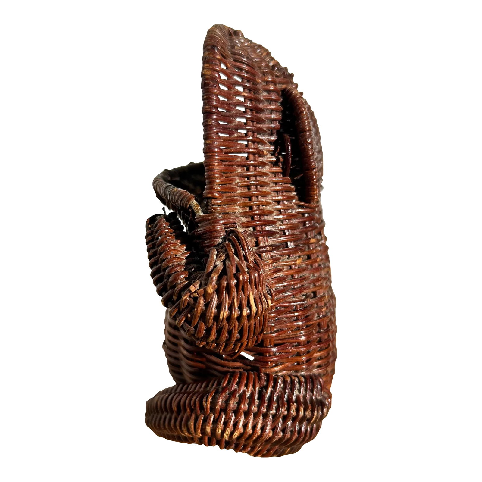 Mid 20th Century Small Wicker Frog Basket: A great little wicker frog friend that can hold anything from Q-tips to cotton balls, toothbrushes, dried flowers, you name it- All inside of his giant mouth. A fun animal shaped basket for your home