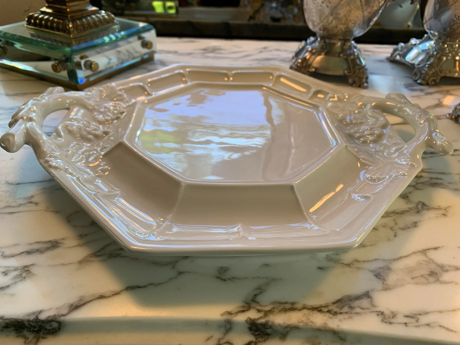 Vintage White Ironstone Platter or Cheese & Fruit Tray - 2