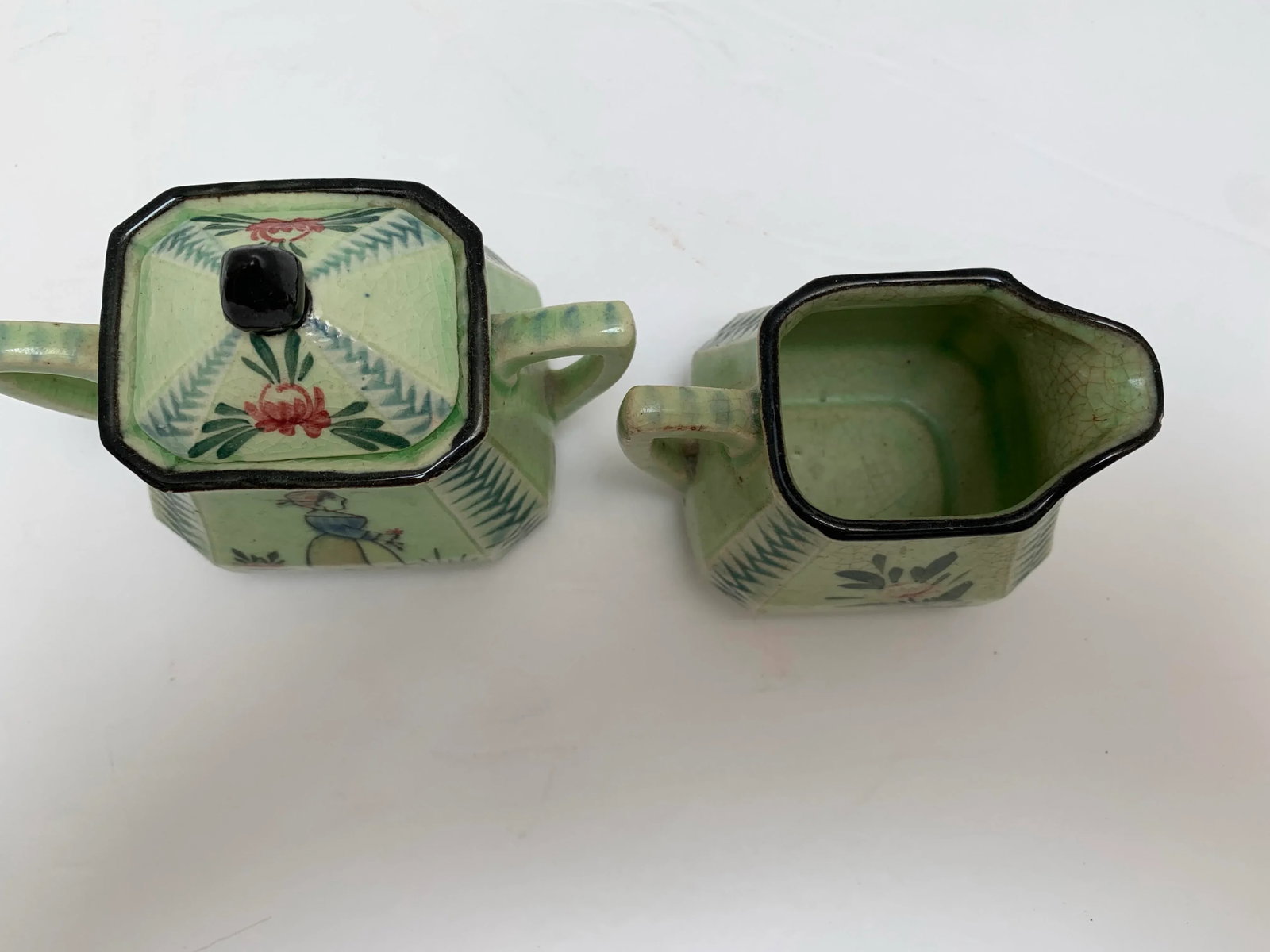 Vintage Petite Hand Painted Cream and Sugar Serve Ware - 10