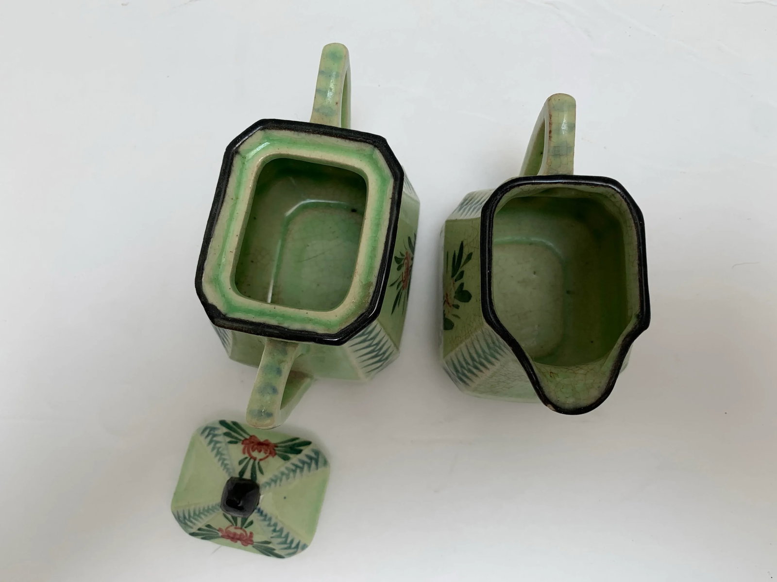 Vintage Petite Hand Painted Cream and Sugar Serve Ware - 2