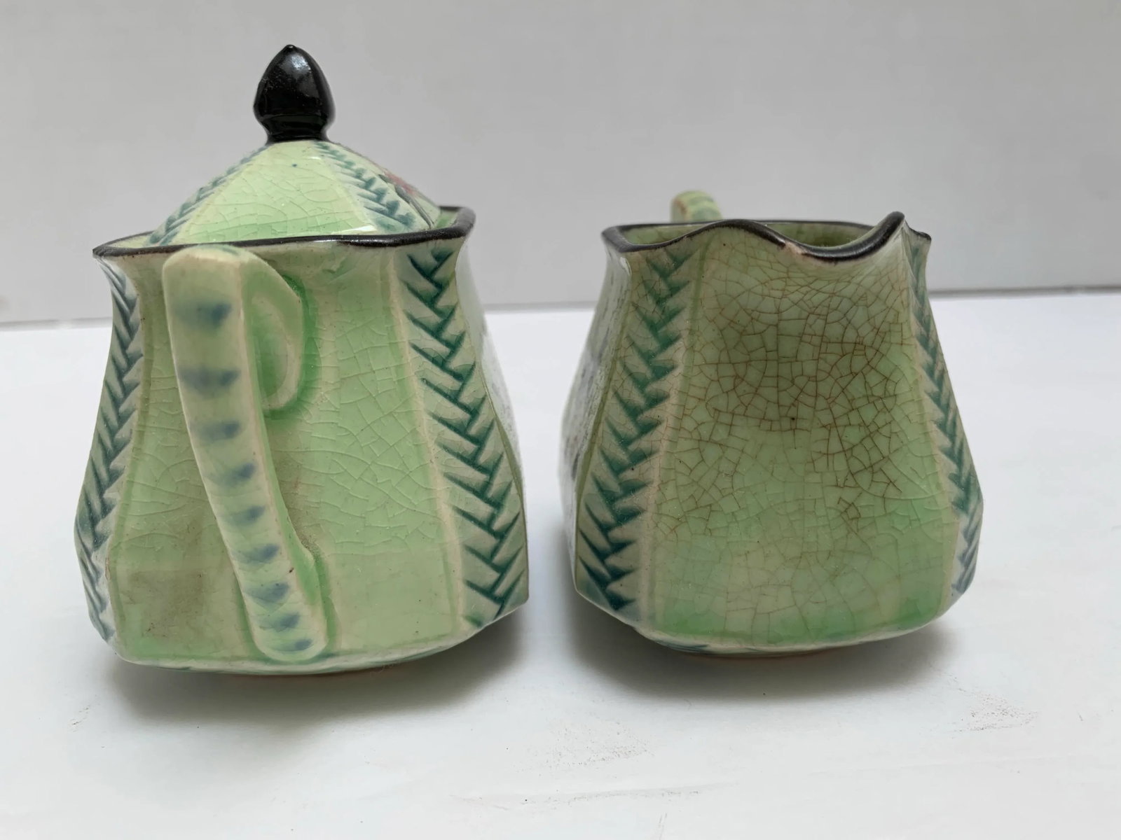 Vintage Petite Hand Painted Cream and Sugar Serve Ware - 3