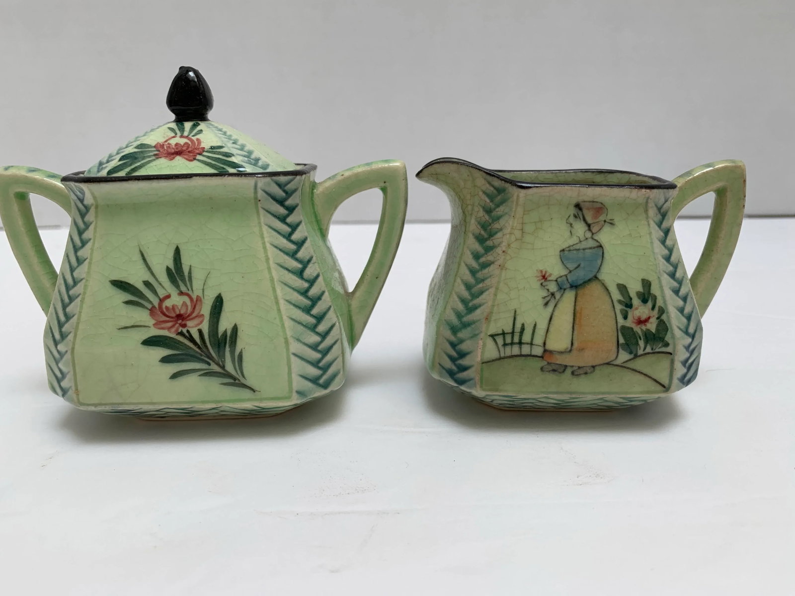 Vintage Petite Hand Painted Cream and Sugar Serve Ware - 6