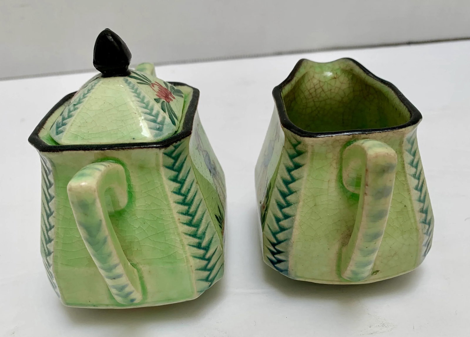 Vintage Petite Hand Painted Cream and Sugar Serve Ware - 7