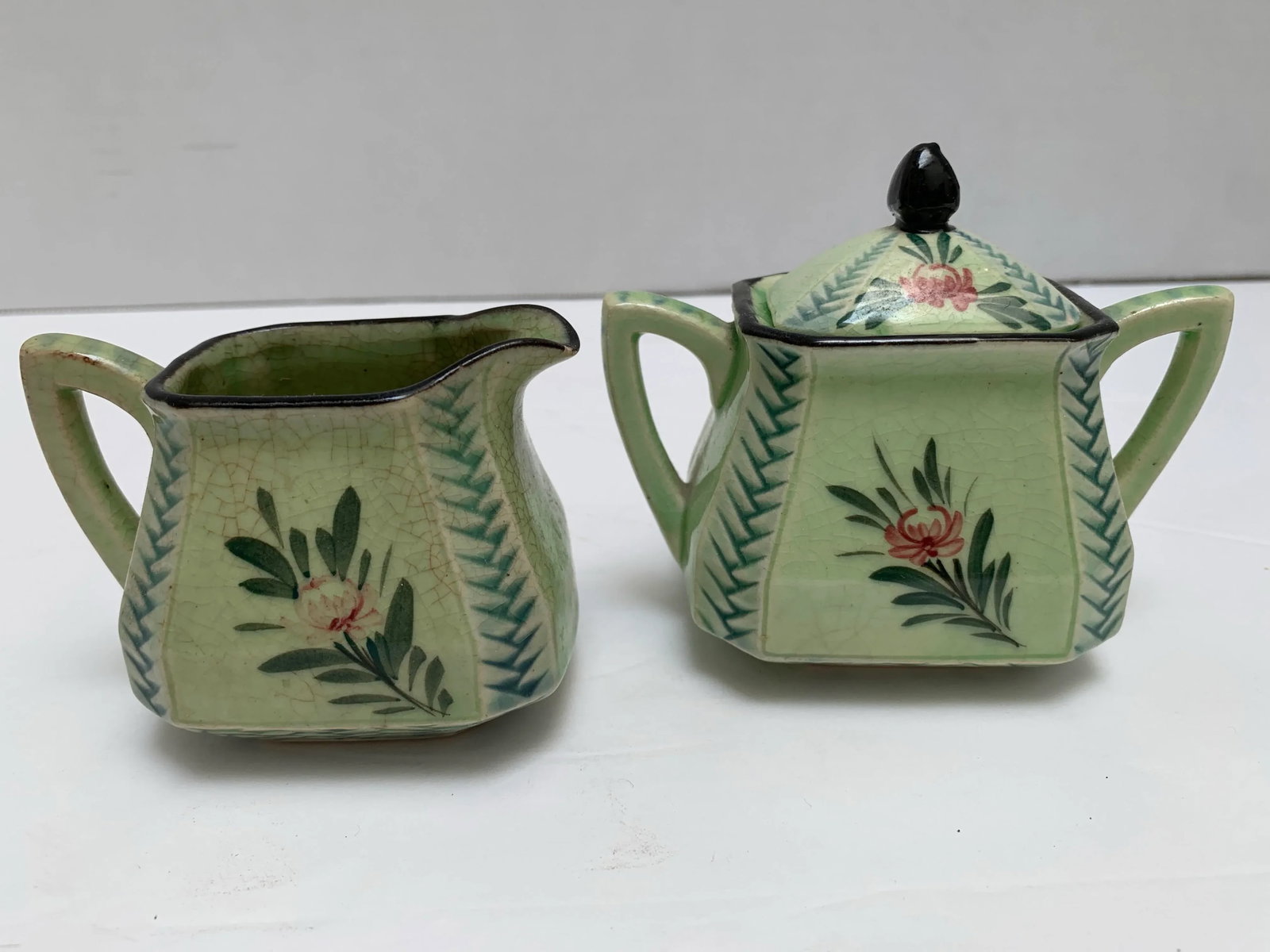Vintage Petite Hand Painted Cream and Sugar Serve Ware - 8