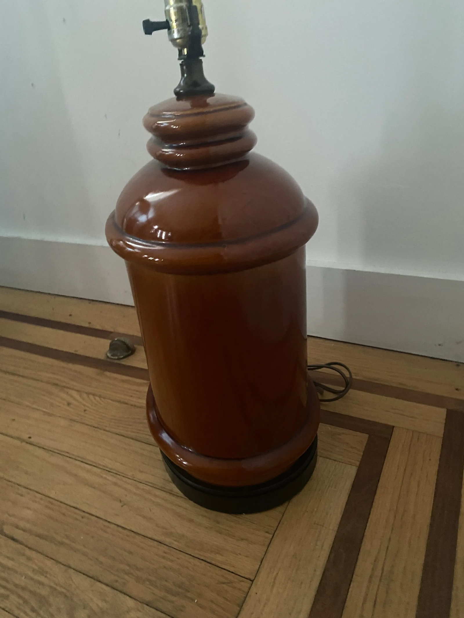 1970s Boho Chic Burnt Orange Oval Table Lamp - 2